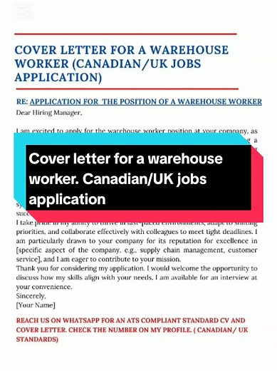 Cover Letter Tips for Warehouse Worker Jobs in Canada