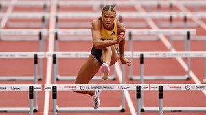 Trials: Anna Hall leads heptathlon after one day