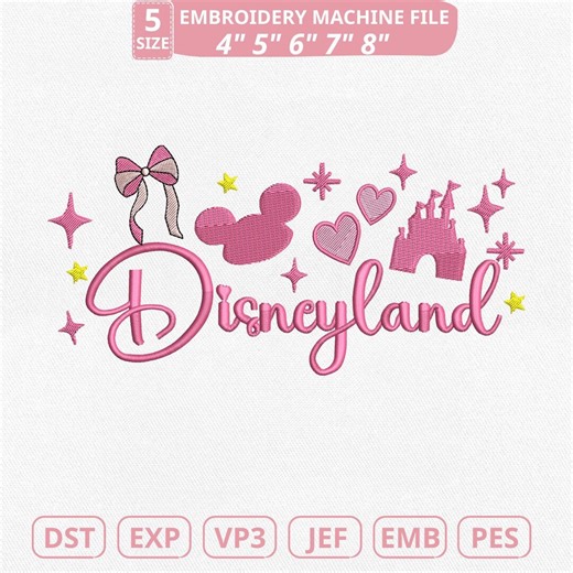 Coquette Disneyland Castle Machine Embroidery File, Disney Girls Trip Magic Kingdom (instant Download) - Etsy