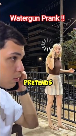 Prank Water Gun Gone Wrong 😂 She Almost Caught Him! #Shorts