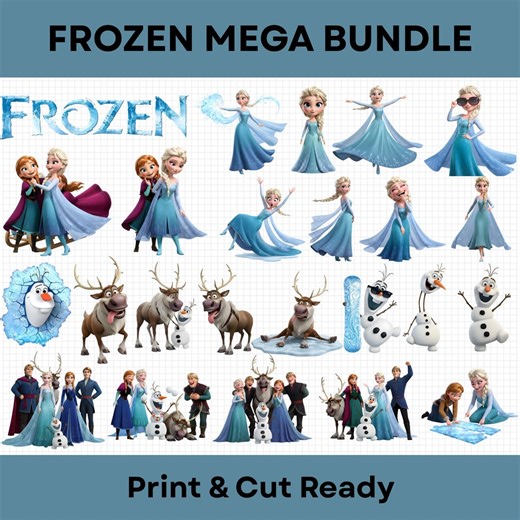30 Frozen Svgs Bundle Mega Pack, Princess Ice Queen Svgs PNG DXF EPS, Cartoon Winter Clipart Cut Files for Cricut Silhouette - Etsy