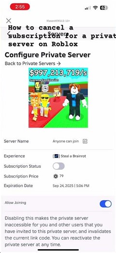 How to cancel a subscription for a private server on Roblox #robloxservers #robloxguide #robloxdown