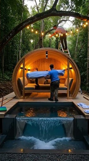 Viral Jungle Pool House Transformation | Cinematic Luxury Build #shorts