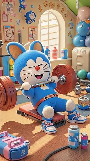 💪 Doraemon Hits the Gym – Must-See Workout Routine