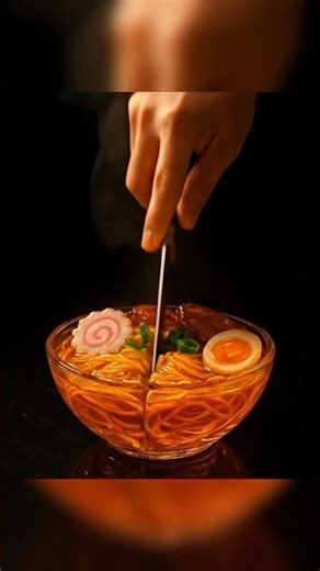 POV: Naruto’s ramen 🍜 + Luffy’s meat 🍖 but in crystal glass ✨ Oddly satisfying anime food ASMR 🔊