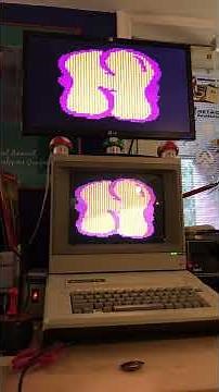 Apple IIe and VidHD (HDMI board) running a double low-res gfx demo