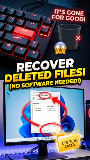 How to Recover Permanently Deleted Files in Windows 11! 📂 No Software Needed #makeeasy #shorts
