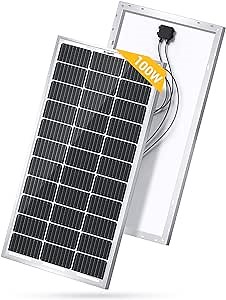 BougeRV 100 Watts Solar Panel,9BB 23% High-Efficiency Half-Cut Mono Cells Monocrystalline Technology Work with 12 Volts Charger for RV Camping Home Boat Marine Off-Grid Black