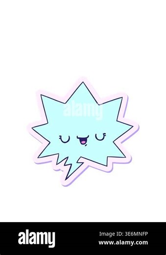 jumping motion animation of happy cartoon expression with speech bubble sticker Stock Video Footage - Alamy