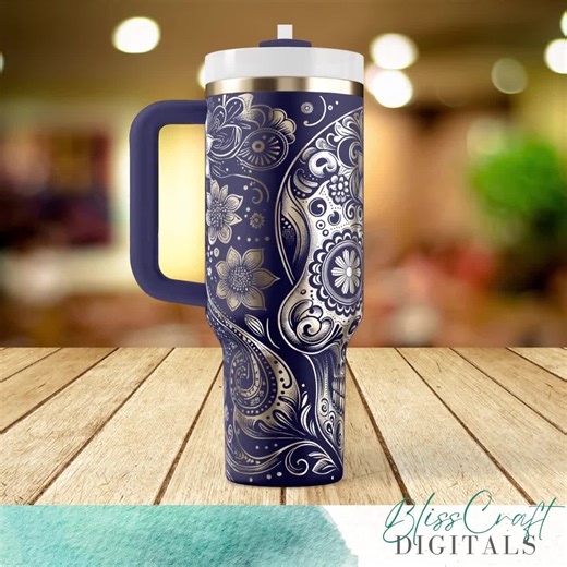 Sugar Skull SVG – Day of the Dead Digital Art, Intricate Skull Design, 40oz Tumbler Wrap & Laser Cut File, Printable Download - Etsy