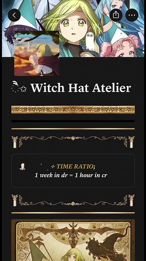 Witch Hat Atelier Notion Script Template for Reality Shifting