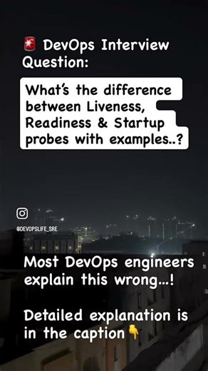 🚨 Probes Explained for InterviewsLiveness vs Readiness vs Startup — Don’t Get This Wrong #devops