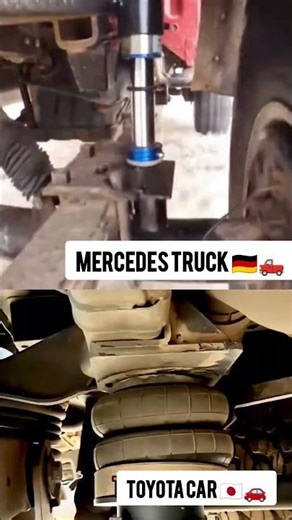 Watch how the suspension system works in a truck and how it works in a car.