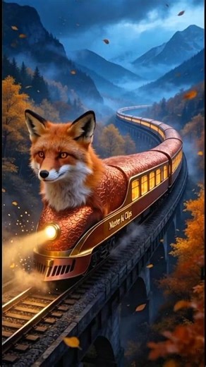Red Fox Train Adventure | AI Cinematic Fantasy Journey🦊🚂 #shorts