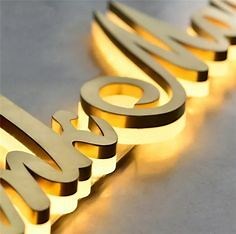 [Hot Item] 3D Golden Backlit Channel Letters Custom Illuminated Sign Outdoor Logo Sign
