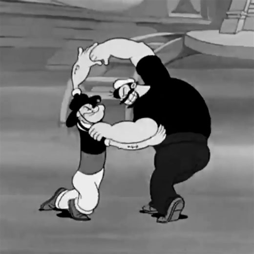 Bluto cuts in on Popeye and Olive