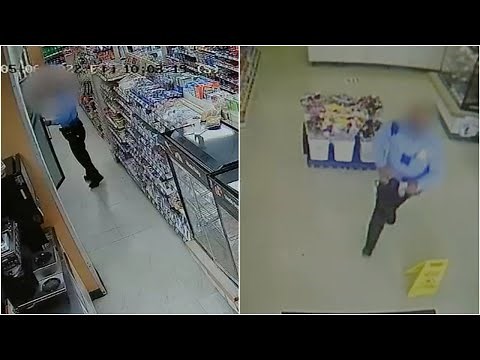 Caught on video: Police officer accused of stealing energy drink from 7-Eleven