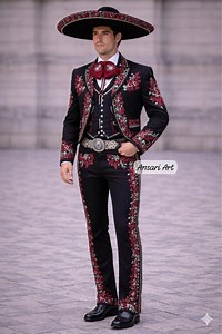 Luxury Charro Suit for Men | Floral Embroidered Mariachi Wedding Suit | Handmade Mexican Traje De Charro 3 Piece Suit - Etsy