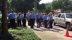 564K views · 14K reactions | Lundi 6 juin 2016 au Texas, une femelle golden retriever de 16 ans et dernier chien sauveteur des attentats du World Trade Center, le 11 septembre 2001, a été euthanasiée à cause d'une santé déclinante. Lors de son arrivée chez le vétérinaire, la chienne a eu droit à une haie d'honneur de la part des membres de l'unité de sauvetage Cy-Fair Volunteer Fire Department pour un dernier salut. | Protection animale France | Facebook