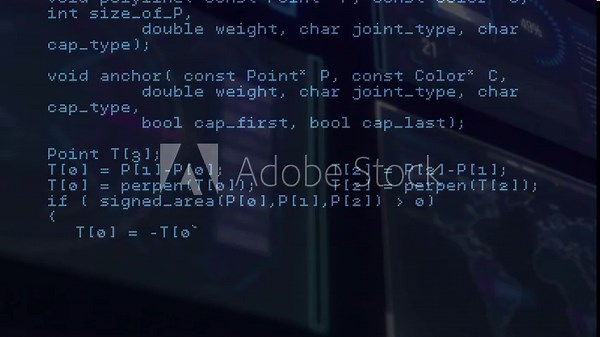 overlay scrolling at interface activation showing C++ code reading HTTP and computing geometry