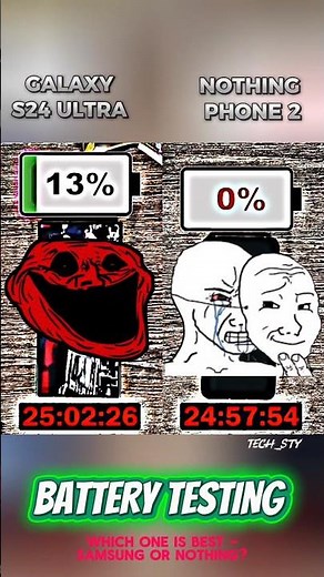 Galaxy S24 Ultra vs Nothing Phone 2 Battery Test🔋 #samsung #nothing #tech