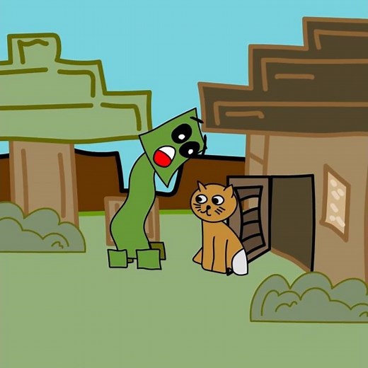 The cat protects Steve's house (Minecraft Animation) @angrycartoonbirds #funny #memes #minecraft