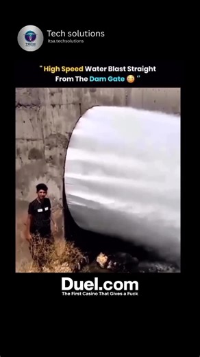 Tech solutions on Instagram: "A high-speed water blast coming straight from a dam gate is a powerful and dramatic sight. When the gate is opened, massive amounts of water are released with immense pressure, creating a forceful jet that shoots outward at incredible speed. This controlled release helps manage water levels, prevent flooding, and regulate the flow downstream. As the water rushes out, it creates mist, turbulence, and thunderous sound, showing just how much energy is stored behind the