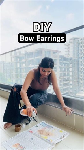 DIY Bow Earrings 😱 #crafteraditi #DIY #handmade #shorts #DIYbow #hairbow #ribbonbow ‪@CrafterAditi‬