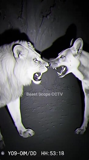 Lion vs Dog 😱 Real CCTV Standoff || lion vs wild dog CCTV #shorts #cctv