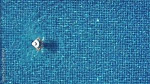 Footage 4k B-roll Drone aerial view of Young women over blue swimming pool enjoying Thailand. travel tourism holidays concept