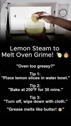 Lemon Steam Hack to Melt Oven Grease Fast! 🍋🔥#kitchenhacks #cleaninghacks