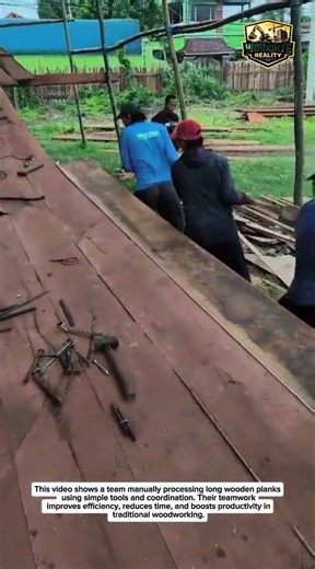 Manual Wood Processing Teamwork | Efficient Traditional Lumber Technique