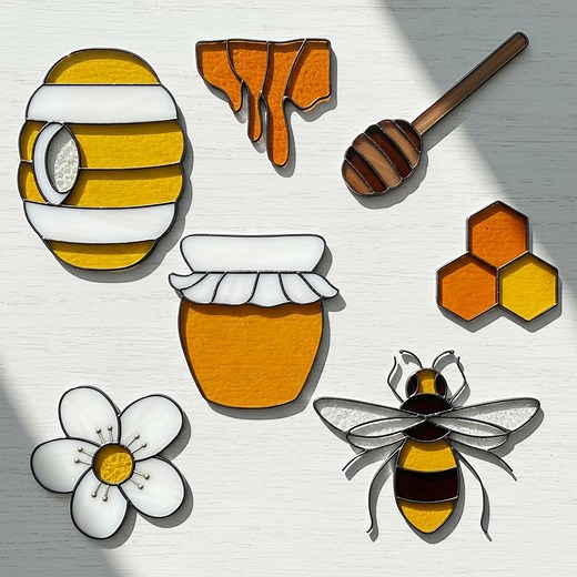 Honey Bee Stained Glass Pattern: Suncatcher DIY (PDF & JPEG) - Etsy