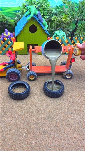 😱 Amazing Mini Tractor Making Cement Pillar | DIY Real Working Construction Machine 🚜 #shorts