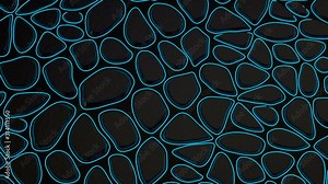 smooth motion of abstract shapes with neon backlight. dark spots reshaping form. looped animation of abstract dark background with blue light lines. hd resolution.