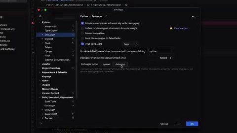 You can now use debugpy as a debugger backend option in PyCharm 2026.1.This update utilizes Python 3.12’s native PEP 669 support – using the low-impact monitoring API – to significantly reduce overhead while providing a more stable connection model.Enable it via Settings | Python | Debugger | Debugger mode.