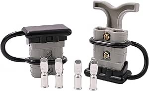 50 Amp 10-12 Gauge Battery Quick Connector 12-36V Battery Quick Disconnect Wire Harness Plug Kit Battery Quick Connector Disconnect Plug for Winch Trailer Electrical Motors (Grey)