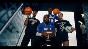This is only the beginning 🚀 Even on their “Day Off”, Flory Bidunga, Lexi Watts, Jalon Daniels, and S’Mya Nichols are building something bigger with FLIGHT. #RockChalk | Kansas Jayhawks