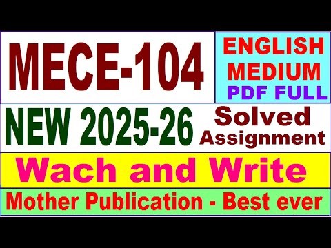 MECE 104 solved assignment 2025-26 in English || mece 104 solved assignment 2026 || ignou mece104