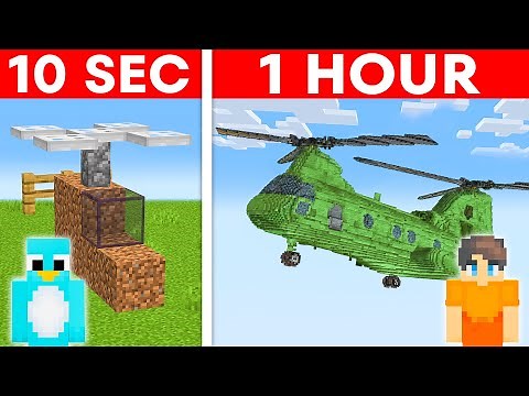 10 Seconds vs 1 Hour - Helicopter Build Challenge in Minecraft