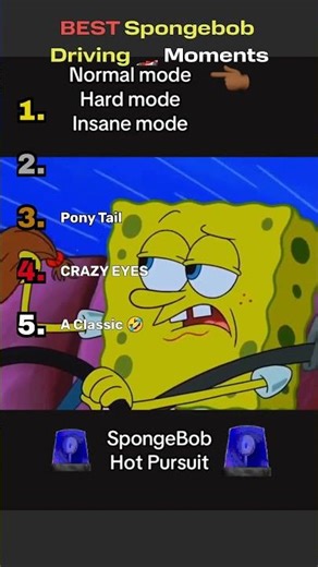 Ranking the absolute BEST Spongebob Driving moments #foryou #spongebob #spongebobsquarepants