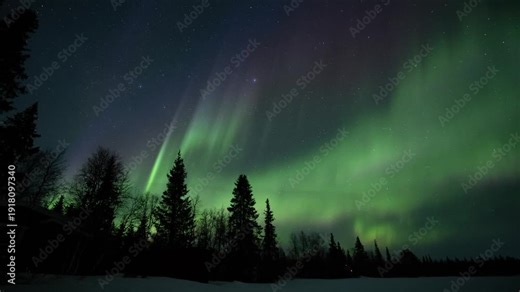 aurora borealis northen light in sweden, Kiruna, over Arctic circle