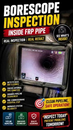 🎬Inside an FRP Pipe Inspection with a Borescope Camera | See What Engineers Discover! #shortsvideos