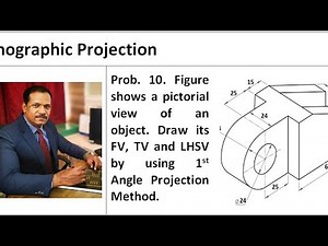 Orthographic Projection of Half Cylinder T shaped Object