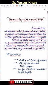 Increasing Returns To Scale | Returns To Scale | Production Function | Microeconomics #dryasserkhan