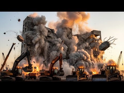 Epic Giant Building Demolition | Heavy Machinery Destruction in Ultra Realistic 4K
