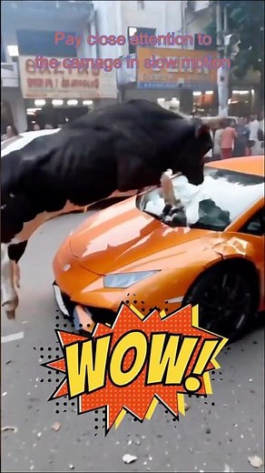 BULL ATTACKS LAMBORGHINI! Real-Life Rampage Caught on Camera 😱🐂💥 #shorts #cars