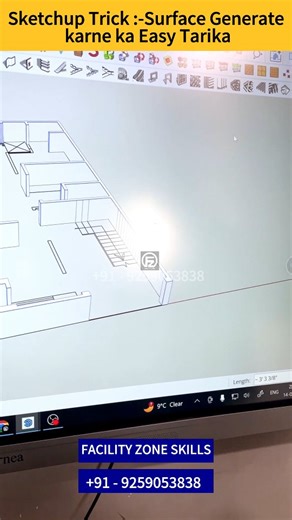Facility Zone Skills on Instagram: "SketchUp mai Surface Generate Karne ka Easy Tarika 1-Minute Trick✨ 2D plan ko 3D base banane ke liye surface generate karna bahut important hota hai. Is reel mai aap dekhenge bilkul easy & fast method jisse beginners bhi ek click mai surface bana sakte hain++++ Clean modeling Fast workflow Perfect for 2D to 3D conversion Students & professionals dono ke liye useful🔥 Agar aap SketchUp seekhna chahte ho from basic to advance, to🎓 Hamare SketchUp Course mai joi