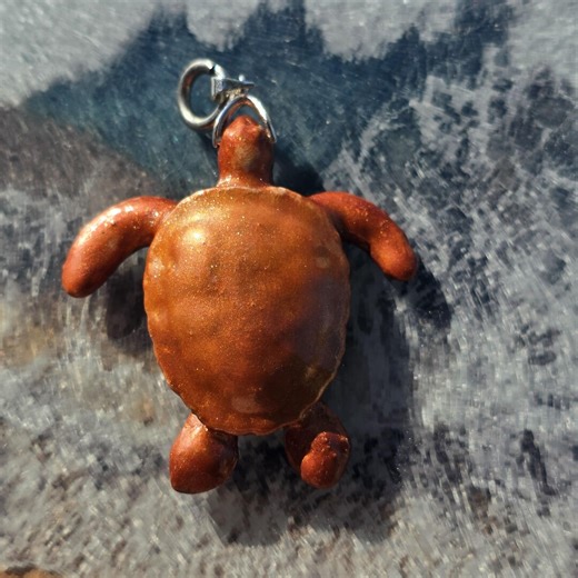 Sea Turtle Pendant Copper & Rust, Nautical Necklace, Marine Animal Charm, Beach Wedding Jewelry, Bridesmaid Gift Ocean, Copper Resin Turtle