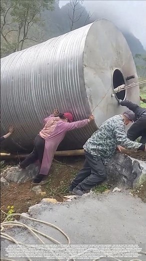 Manual installation process of large water tower without crane